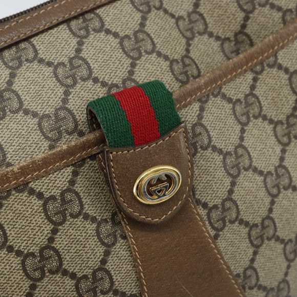 GUCCI GG Supreme Web Sherry Line Bag PVC Beige Gold 56 02 032 Auth ARZ158