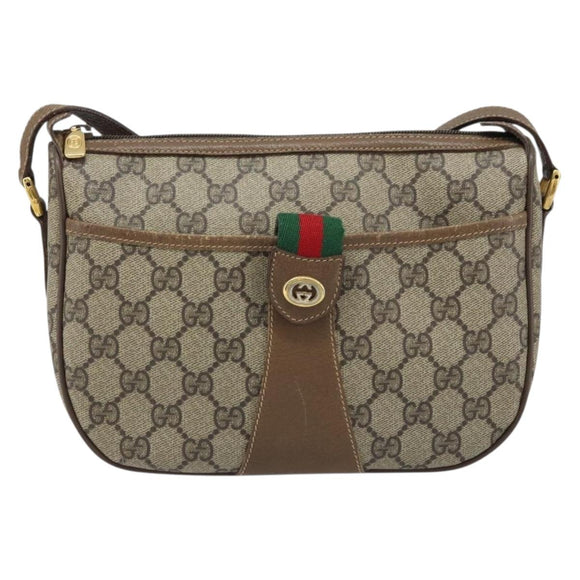 GUCCI GG Supreme Web Sherry Line Bag PVC Beige Gold 56 02 032 Auth ARZ158