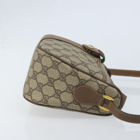 GUCCI GG Supreme Web Sherry Line Bag PVC Beige Gold 56 02 032 Auth ARZ158