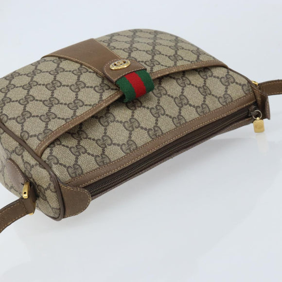 GUCCI GG Supreme Web Sherry Line Bag PVC Beige Gold 56 02 032 Auth ARZ158