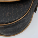 Christian Dior Honeycomb Canvas Shoulder Bag PVC Leather Black Gold Auth ARZ160-10