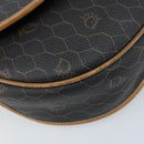 Christian Dior Honeycomb Canvas Shoulder Bag PVC Leather Black Gold Auth ARZ160-11