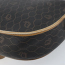 Christian Dior Honeycomb Canvas Shoulder Bag PVC Leather Black Gold Auth ARZ160-12