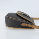 Christian Dior Honeycomb Canvas Shoulder Bag PVC Leather Black Gold Auth ARZ160-4