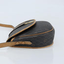 Christian Dior Honeycomb Canvas Shoulder Bag PVC Leather Black Gold Auth ARZ160-5
