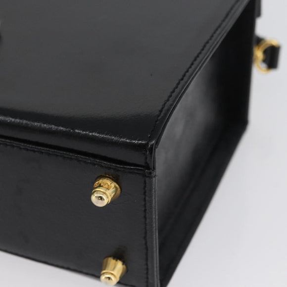FENDI Vanity Handtas Lakleer 2-weg Zwart Goud Auth ARZ161
