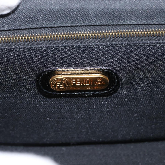 FENDI Vanity Handtas Lakleer 2-weg Zwart Goud Auth ARZ161