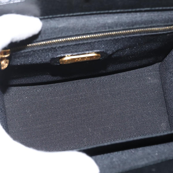 FENDI Vanity Handtas Lakleer 2-weg Zwart Goud Auth ARZ161