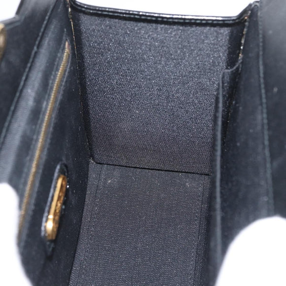 FENDI Vanity Handtas Lakleer 2-weg Zwart Goud Auth ARZ161