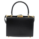 FENDI Vanity Handtas Lakleer 2-weg Zwart Goud Auth ARZ161-13