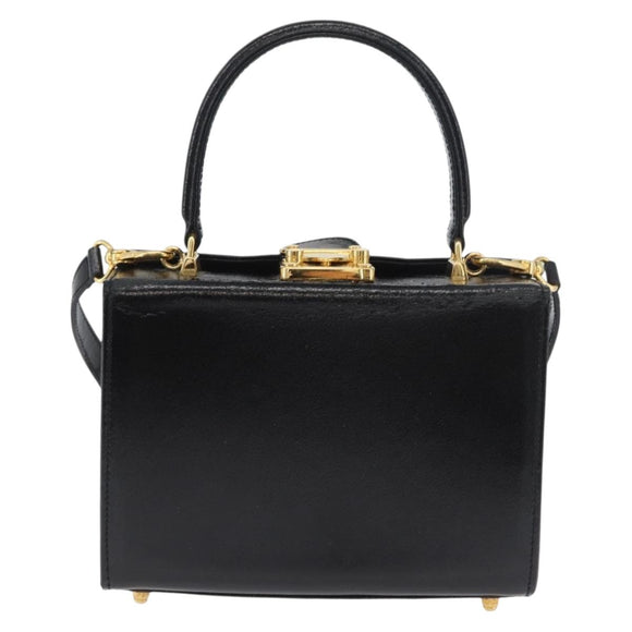 FENDI Vanity Handtas Lakleer 2-weg Zwart Goud Auth ARZ161