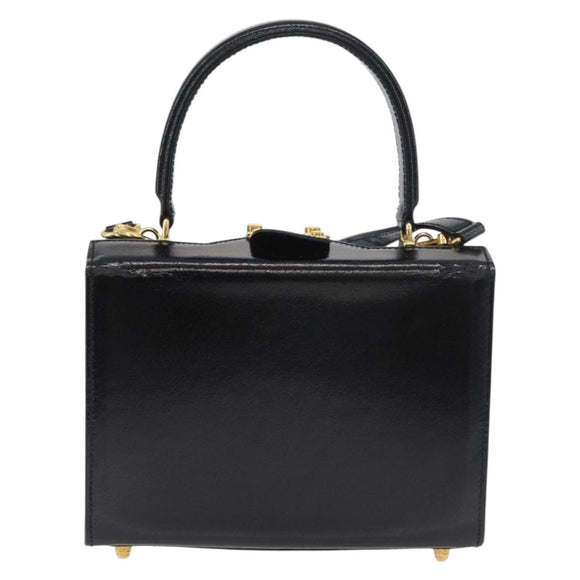 FENDI Vanity Handtas Lakleer 2-weg Zwart Goud Auth ARZ161