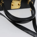 FENDI Vanity Handtas Lakleer 2-weg Zwart Goud Auth ARZ161-7