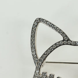 CHANEL Cat Brooch metal Silver CC Auth ARZ169M - 0
