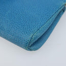 CHANEL COCO Mark Pouch Caviar Skin Blue Gold CC Auth ARZ176-14