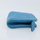 CHANEL COCO Mark Pouch Caviar Skin Blue Gold CC Auth ARZ176-3