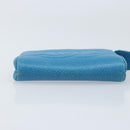 CHANEL COCO Mark Pouch Caviar Skin Blue Gold CC Auth ARZ176-6