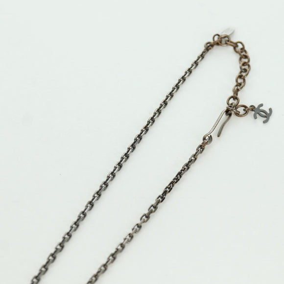 CHANEL Mademoiselle Necklace metal Black CC Auth ARZ180V