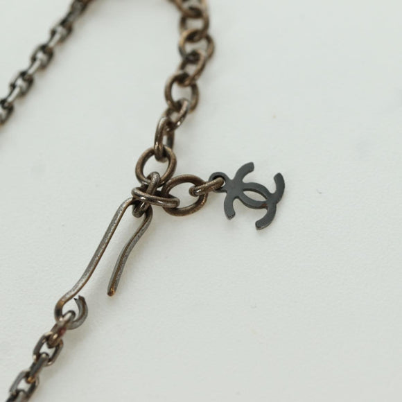 CHANEL Mademoiselle Necklace metal Black CC Auth ARZ180V