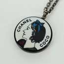 CHANEL Mademoiselle Necklace metal Black CC Auth ARZ180V-8