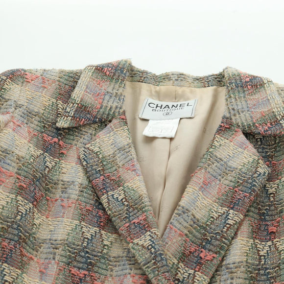 CHANEL Jacket Skirt Setup Jacket Tweed Multicolor CC Auth ARZ186V