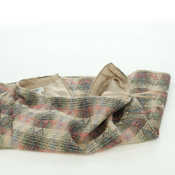 CHANEL Jacket Skirt Setup Jacket Tweed Multicolor CC Auth ARZ186V