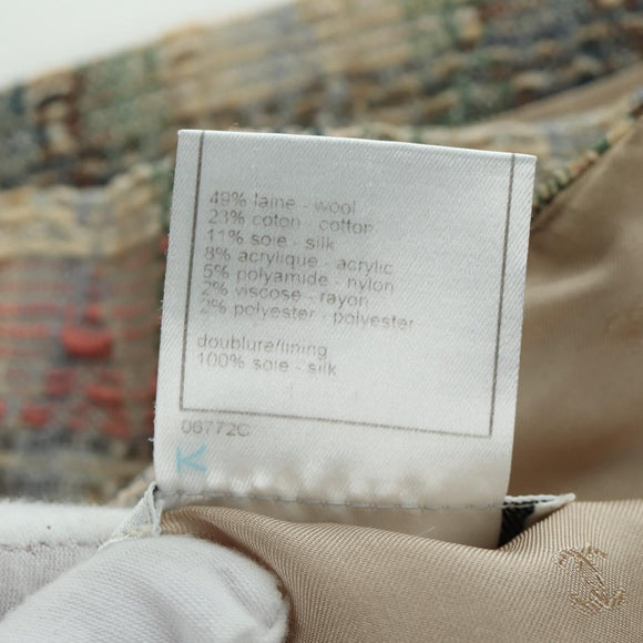 CHANEL Jacket Skirt Setup Jacket Tweed Multicolor CC Auth ARZ186V