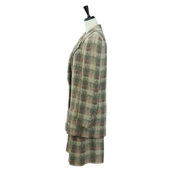 CHANEL Jacket Skirt Setup Jacket Tweed Multicolor CC Auth ARZ186V