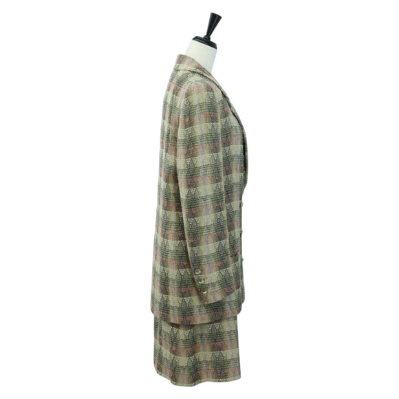 CHANEL Jacket Skirt Setup Jacket Tweed Multicolor CC Auth ARZ186V