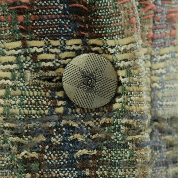 CHANEL Jacket Skirt Setup Jacket Tweed Multicolor CC Auth ARZ186V