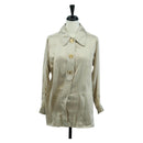 CHANEL COCO Mark Blouse Long-sleeved T-shirt Silk Size 38 Beige CC Auth ARZ187V-1