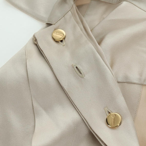 CHANEL COCO Mark Blouse Long-sleeved T-shirt Silk Size 38 Beige CC Auth ARZ187V