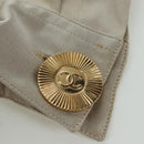 CHANEL COCO Mark Blouse Long-sleeved T-shirt Silk Size 38 Beige CC Auth ARZ187V-16