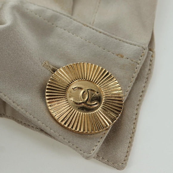 CHANEL COCO Mark Blouse Long-sleeved T-shirt Silk Size 38 Beige CC Auth ARZ187V