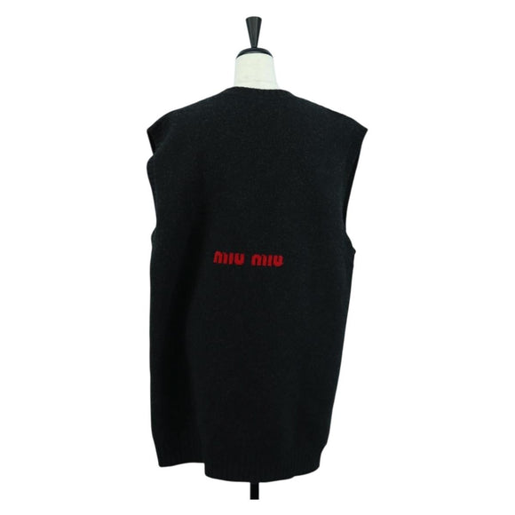 Miu Miu Disney Collaboration Knit Vest Cotton Black Auth ARZ190M