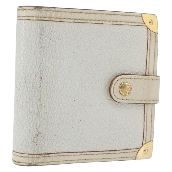 LOUIS VUITTON Suhari Compact Zip Wallet Leather Ivory M91831 LV Auth ARZ191