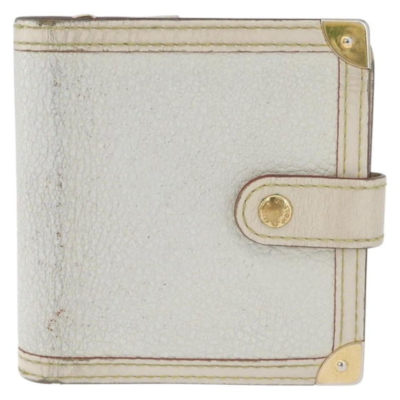 LOUIS VUITTON Suhari Compact Zip Wallet Leather Ivory M91831 LV Auth ARZ191
