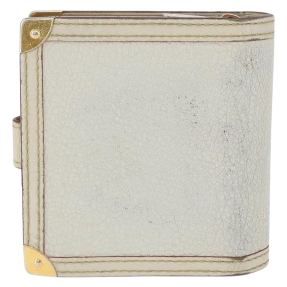 LOUIS VUITTON Suhari Compact Zip Wallet Leather Ivory M91831 LV Auth ARZ191