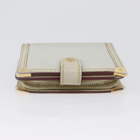 LOUIS VUITTON Suhari Compact Zip Wallet Leather Ivory M91831 LV Auth ARZ191
