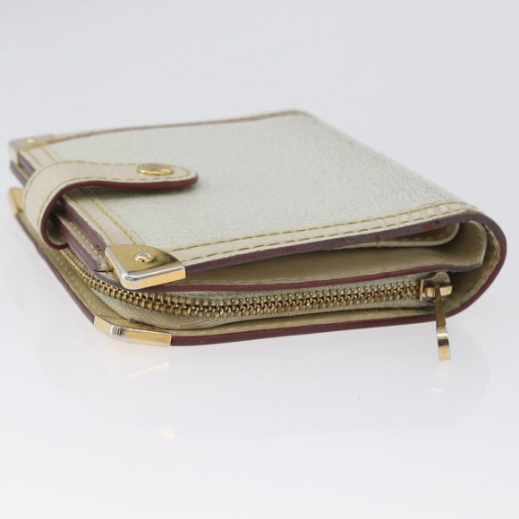 LOUIS VUITTON Suhari Compact Zip Wallet Leather Ivory M91831 LV Auth ARZ191