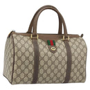 GUCCI GG Supreme Web Sherry Line Boston Bag PVC Beige Gold 40 02 007 Auth ARZ201-1