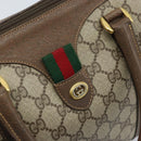 GUCCI GG Supreme Web Sherry Line Boston Bag PVC Beige Gold 40 02 007 Auth ARZ201-14