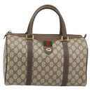 GUCCI GG Supreme Web Sherry Line Boston Bag PVC Beige Gold 40 02 007 Auth ARZ201-2