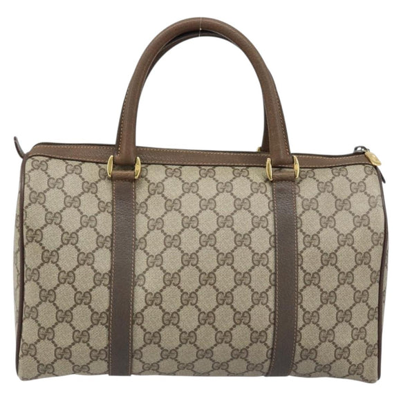 GUCCI GG Supreme Web Sherry Line Boston Bag PVC Beige Gold 40 02 007 Auth ARZ201