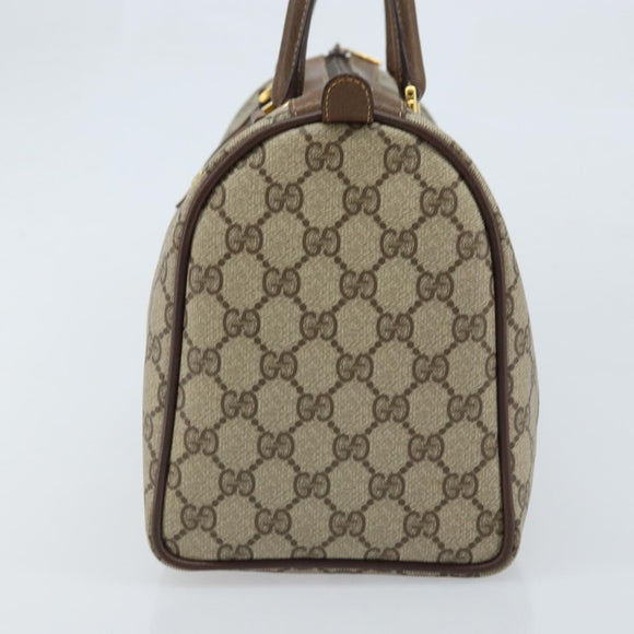GUCCI GG Supreme Web Sherry Line Boston Bag PVC Beige Gold 40 02 007 Auth ARZ201