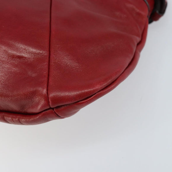 Salvatore Ferragamo Gancini Hand Bag Leather Red Auth ARZ205