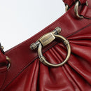 Salvatore Ferragamo Gancini Hand Bag Leather Red Auth ARZ205-18