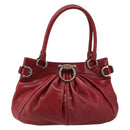 Salvatore Ferragamo Gancini Hand Bag Leather Red Auth ARZ205-13