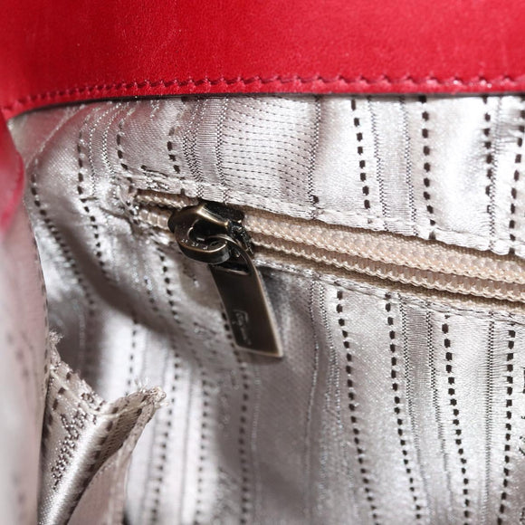 Salvatore Ferragamo Gancini Hand Bag Leather Red Auth ARZ205