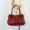 Salvatore Ferragamo Gancini Hand Bag Leather Red Auth ARZ205-24